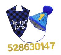 UKCOCO 1 Set Dog Birthday Hat and Bow Tie Set Pet Bandana Bib Decorative Headwear for Dogs and Cats Comfortable Material for Birthday Parties and Celebrations