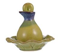 UKCOCO 1 Set Elegant Ceramic Essential Oil Bottle and Tray Set Green Porcelain Kit for Essential Oil Storage Multi Purpose Use for Home and Salon Decor and Friends