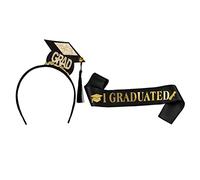 UKCOCO 1 Set Graduation Sash and Hairband Set Cap Decoration Kit for Graduation Parties and Photo Props Easy to Match Outfits Satin Sash and Headband for Celebrations