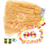 UKCOCO 1 Set Hawaiian Party Decoration Skirt Set Luau Costume Accessory Kit for Beach Theme Parties Includes Glasses Headband and Grass Skirt for Birthday and Tropical Celebrations