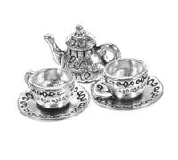 UKCOCO 1 Set Mini Metal Teapot Set Decorative Teaware for Dollhouse Realistic Teapot and Teacup Model for Home Decor and Miniature Scenes