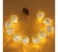 UKCOCO 1 Set of Led Disco Ball String Light, Glass Mirror Ball Fairy Lights, Decorative Hanging for Indoor Outdoor Party Patio Garden