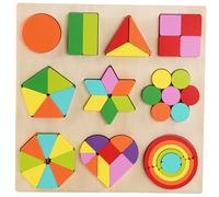 UKCOCO 1 Set Rainbow Building Blocks Educational Wooden Geometry Puzzle for Early Learning Shape Matching Safe and Smooth Surface Enhances Coordination and Concentration Skills