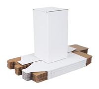 UKCOCO 10-Pack 20×10 cm White Wine Bottle Shipping Boxes - Recyclable Corrugated Cardboard with Shockproof Cushioning for Safe Transit of Single Bottles, Glass Jars & Spirits, Flat-Pack Mailer for Sma