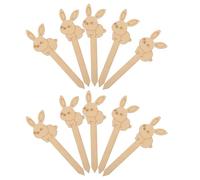 UKCOCO 10 Pcs Wooden Easter Rabbit Bookmarks, Blank Vintage Wooden Page Markers for DIY Painting Craft, Stationery Book Labels for Easter Party and Reading Accessories