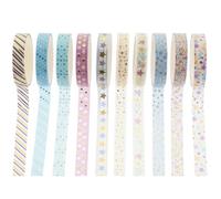 UKCOCO 10 Rolls Foil Accent Washi Decorative Paper Tapes 2m Each DIY Adhesive Tape Set for Scrapbooking Planner Crafts Arts Supplies