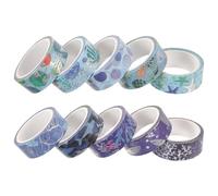 UKCOCO 10 Rolls Ocean Pattern Washi Tape Decorative Printing Tape for Journaling Scrapbooking Craft Supplies Foil Accent