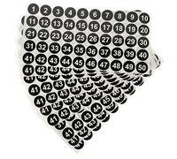 UKCOCO 10 Sheets Stickers Consecutive Round Self Adhesive Labels Black Background White Numbers for Organizing Party Fun and Easy Residue Removal