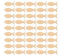UKCOCO 100 Pcs Unfinished Wooden Fish Shaped Chips for DIY Handmade Crafts, Solid Wood Slices in Beige Colour, to Cultivate Hands-on Ability and Creative Art Projects