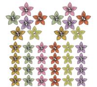 UKCOCO 100pcs Flower Button Wooden Sewing Buttons Poplar Board Creative Delicate Assorted Colour Easy to Sew Decorative Effect for DIY Crafting Holiday Atmosphere