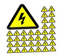 UKCOCO 100pcs High Voltage Warning Sign Stickers 50x50mm Yellow Triangle Electrical Safety Labels Self-adhesive Warning Decals for Industrial and Construction Sites