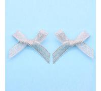 UKCOCO 100pcs Mini Bowknot Ornament 1cm Silver Chinlon for Shoes and Hats