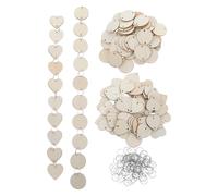 UKCOCO 100pcs Wooden and Heart-Shaped Tags Blank Wood Slices with Predrilled Holes Natural Wood Embellishments for Drawing Ornaments and Projects