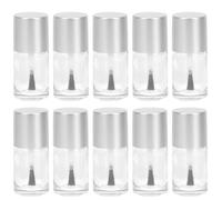UKCOCO 10pcs 15ml Refillable Nail Polish Bottles with Brush Cap, Leak-proof Glass Containers for Nail Art and Cosmetic Sub Packaging in Silver Lid