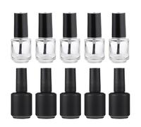 UKCOCO 10pcs 15ml Reusable Glass Nail Polish Bottles with Brush Caps, and Matte Black round Empty Nail Gel Storage Containers for Manicure and Travel Use