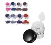 UKCOCO 10pcs 3ml Black Lid Loose Powder Bottles with 12-hole Inner Stopper, Refillable Concealer and Sub Packaging Storage Containers for Travel and Cosmetic Use