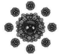 UKCOCO 10pcs Black Floral Rhinestone Alloy Buttons 20mm Round Sewing Buttons for DIY Crafts Shirt Coat Blazer Replacement Decorative for Garments