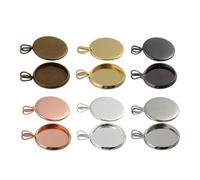 UKCOCO 10pcs Copper Plated Bezel Pendant Trays in Retro V-shaped round Styles, for DIY Jewelry Making and Creating Novelty Gifts, for Birthday Presents and Craft Projects
