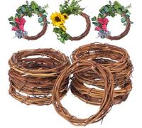 UKCOCO 10pcs Easter Grapevine Wreath: 10cm Unfinished Natural Dried Rattan Ring, Natural Rattan Wreath Decorations for Indoor Home Party Diy Easter May Day Mother's Day Decor