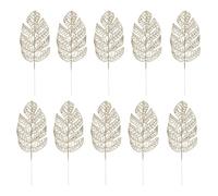 UKCOCO 10pcs Gold Glitter Monstera Leaves Christmas Garland Accessory Artificial Decorative Leaves for DIY Flower Arrangement Festival Party Adornments