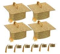 UKCOCO 10Pcs Graduation Hat Goblet Covers Doctoral Cap Beverage Covers for Graduation Parties Elegant Goblet Decorations with Tassel as Graduation and Party
