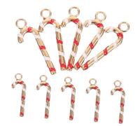 UKCOCO 10Pcs Mini Alloy Candy Cane Christmas Pendant Charms DIY Jewelry Making Accessories for Bracelets Necklaces Festive Craft Supplies