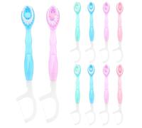 UKCOCO 10pcs Mini Soft Bristles Disposable Toothbrush Set with Floss Portable Oral Care Travel Toothbrushes for Adults for Convenient On-the-go Use