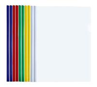 UKCOCO 10pcs Plastic File Folders Rods Sliding Bar Function as Report Cover and Test Paper Clips for Office Organization and Document Storage Random Color