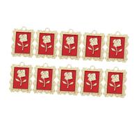 UKCOCO 10Pcs Rose Pattern Pendant Charms for DIY Jewelry Making Alloy Square Shaped Accessories Vintage Red Flower Design Lightweight and Durable for Necklaces Bracelets and Crafts