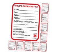 UKCOCO 10pcs Seat Emergency Stickers Highly Visible Information Tags for Boys and Girls Seat Stroller Backpack Diaper Bags School Trips