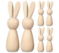 UKCOCO 10Pcs Unfinished Wooden Peg Dolls: 90mm Easter Unpainted Rabbit Dolls Figure - Blank Bunny Decoration Plain DollBodies for DIY Crafts Easter Weddings Parties Kids' Art Projects