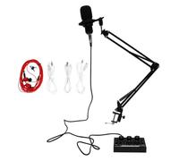 UKCOCO 11pcs Condenser Microphone and Sound Card Kit for Karaoke and Live Streaming, USB Recording Equipment with Tripod Stand and Pop Filter, Compatible with Mobile Phones and Computers,