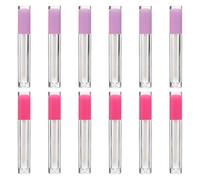 UKCOCO 12ml Empty Lip Gloss Tubes with Rubber Stoppers, 12pcs Refillable Lip Glaze Containers Set for Travel and DIY Cosmetics (6 Rose Red, 6 Purple)