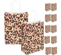 UKCOCO 12pcs Animal Theme Paper Tote Bags Kraft Paper Medium Size Easy to Carry with Handles for Festivals and Craft Fairs 22x16x8cm