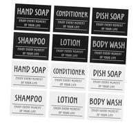 UKCOCO 12PCS Bathroom Bottle Labels for Shampoo Conditioner Hand Soap Dispensers Easy Peel Stickers for Organizing Glass Jars Non Residue Cleaning and Shower Containers