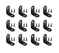 UKCOCO 12pcs Black Stainless Steel L-Shaped Angle Joint Bracket with 24 Screws, 90 Degree Right Angle Corner Brace for Cabinets and Chairs, Lightweight Precision Production Suitable