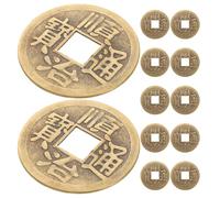 UKCOCO 12pcs Chinese Feng Shui Coins Set Vintage Copper Five Emperors Luck Coins with Chinese Knot for Divination, Wealth Protection, and Fortune Telling Game Accessories