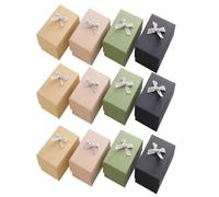 UKCOCO 12pcs Kraft Paper Jewelry Boxes Small Rectangular Organizer Case 9.5x5.9x4.9cm Retro Paper Storage Box for Pendant Packaging in Black, Khaki, Kraft, and Green