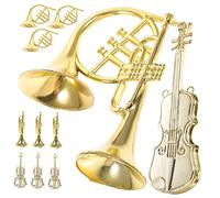 UKCOCO 12pcs Miniature Violin Trumpet French Horn Musical Instrument Models Christmas Tree Hanging Decorations for DIY Xmas Party Craft Supplies