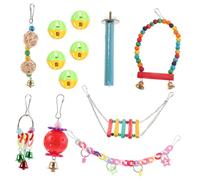 UKCOCO 13pcs Parrot Set Multi Functional Chewing Swing Perch for Bird Cages for All Parrots Including Macaws and Budgies Enhances Interaction Provides Happy Healthy Life Random Color