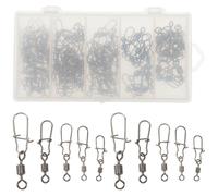 UKCOCO 140pcs Stainless Steel Fishing Swivels Snap Connector Set with Plastic Box Packaging Easy to Store and Reusable Fishing Gear for Freshwater