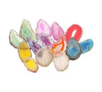 UKCOCO 14pcs Natural Agate Pendants DIY Decorative Jewelry Making Kit for Necklaces Includes Multi Color Gemstone Slices Yellow Purple Red Blue Green Gray for Crafting and Home Decor