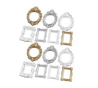 UKCOCO 14pcs Retro Style Mini Resin Photo Frames for DIY Crafts Making and Phone Case Decor with Square and Oval Shapes, Craft Material Accessories