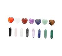UKCOCO 15pcs Heart Hexagonal Shaped Crystals Stones for Meditation DIY Crafts Making Durable Smooth Gemstone Pendants for Therapy