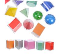 UKCOCO 15pcs Translucent Geometric Solids for Transparent Math Manipulatives for Classroom and Light Table Visual Learning Tool Enhancing Spatial Awareness and Critical Thinking Skills