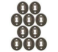 UKCOCO 16Pcs Antique Oval Keyhole Cover Plate Decorative Escutcheon Insert for Furniture Drawer Cabinet Door Lock Replacement Hardware 38X25Mm Vintage Style