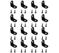 UKCOCO 16pcs Heavy-Duty Stainless Steel L-Shaped Corner Angle Brackets with 32pcs Screws, Black 90 Degree Right Angle Brace for Furniture Making and Garage, Easy to Install with High