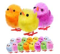 UKCOCO 18 Pcs Fluffy Easter Mini Chicks Decorations Small Fuzzy Little Chickens for Home Party and Festive Seasonal Display Soft Easter Craft Accessories