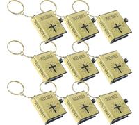 UKCOCO 18pcs Miniature Bible Book Keychains Religious Pendant Key Ring Small Christian Cross Bag Charms for Keys Wallets Cars Family and Friends
