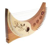 UKCOCO 19-string Wooden Lyre Harp with Metal Strings and Tuning Wrench, Handheld Wood Body String Instrument for Music Education and Performance, Suitable for Adults and Beginners Random